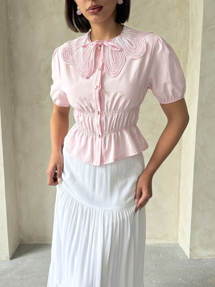 Collar Detailed Ruffle Shirt