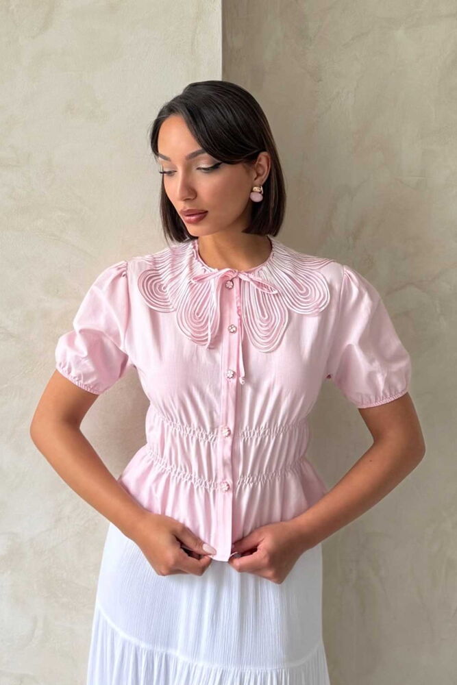 Collar Detailed Ruffle Shirt - Brand: Topshow - Women's Clothing Wholesale - Globality Store