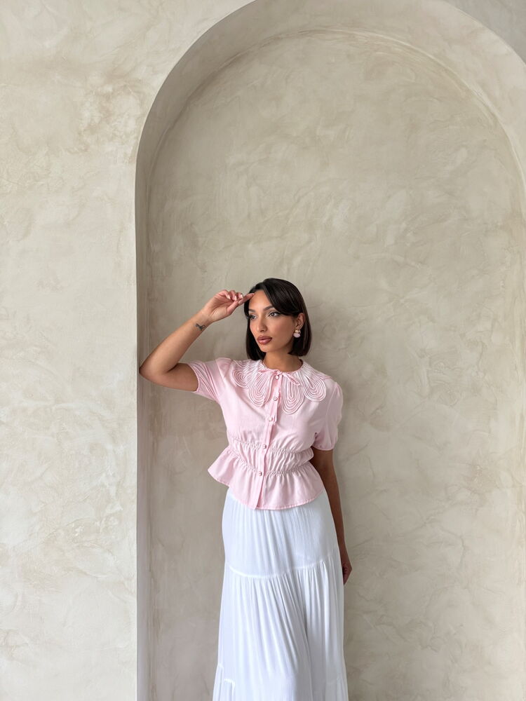 Collar Detailed Ruffle Shirt