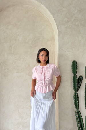 Collar Detailed Ruffle Shirt - Brand: Topshow - Women's Clothing Wholesale - Globality Store