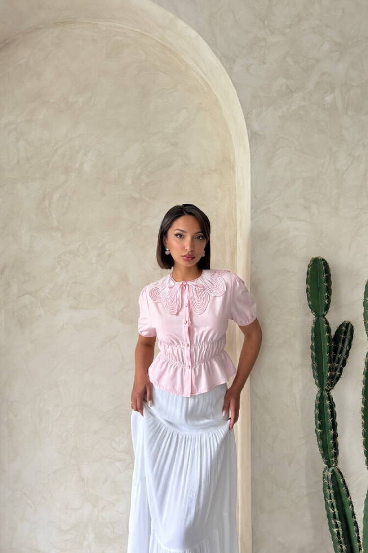 Collar Detailed Ruffle Shirt
