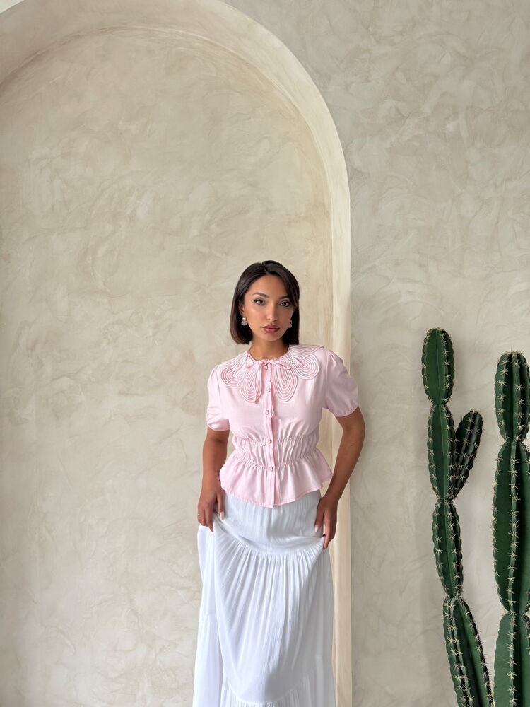 Collar Detailed Ruffle Shirt
