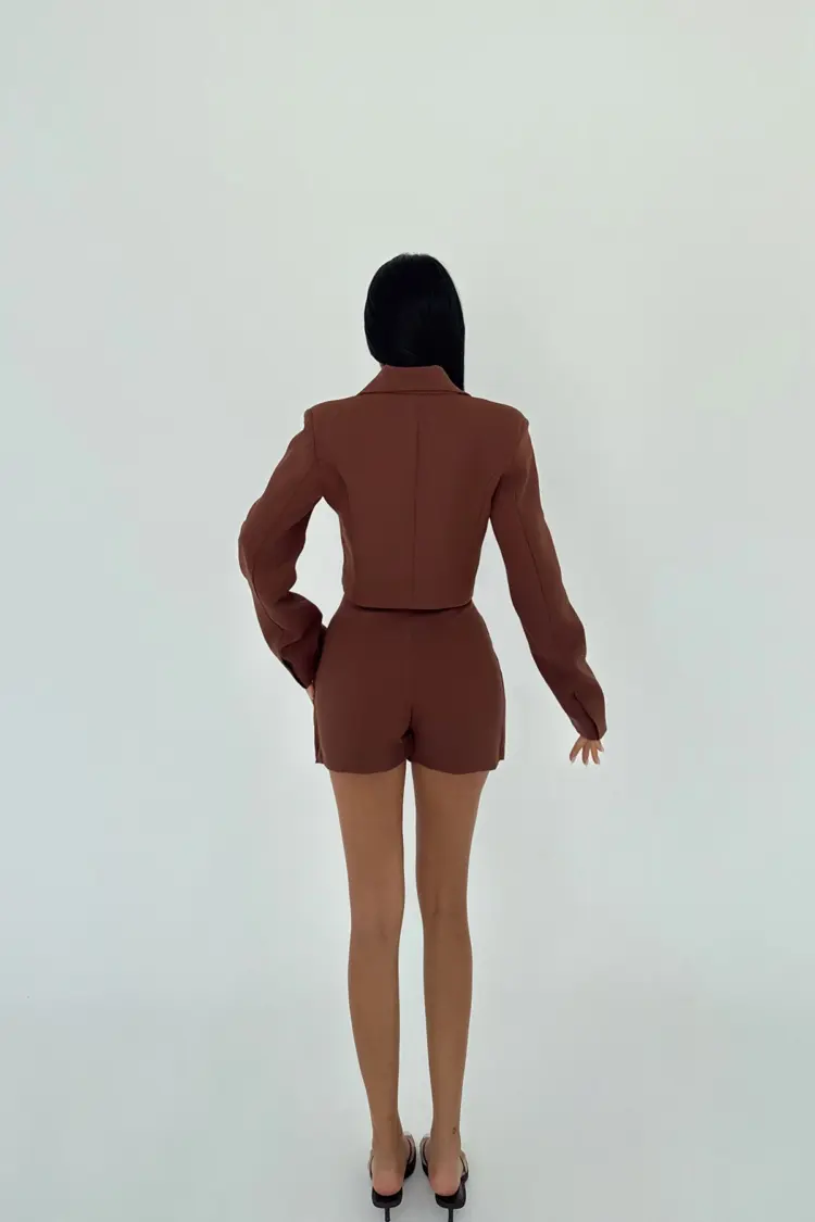 Button Detail Skirt Suit