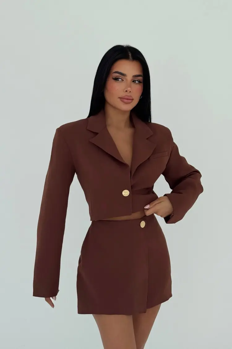 Button Detail Skirt Suit - Brand: EYYO ATELIER - Women's Clothing Wholesale - Globality Store