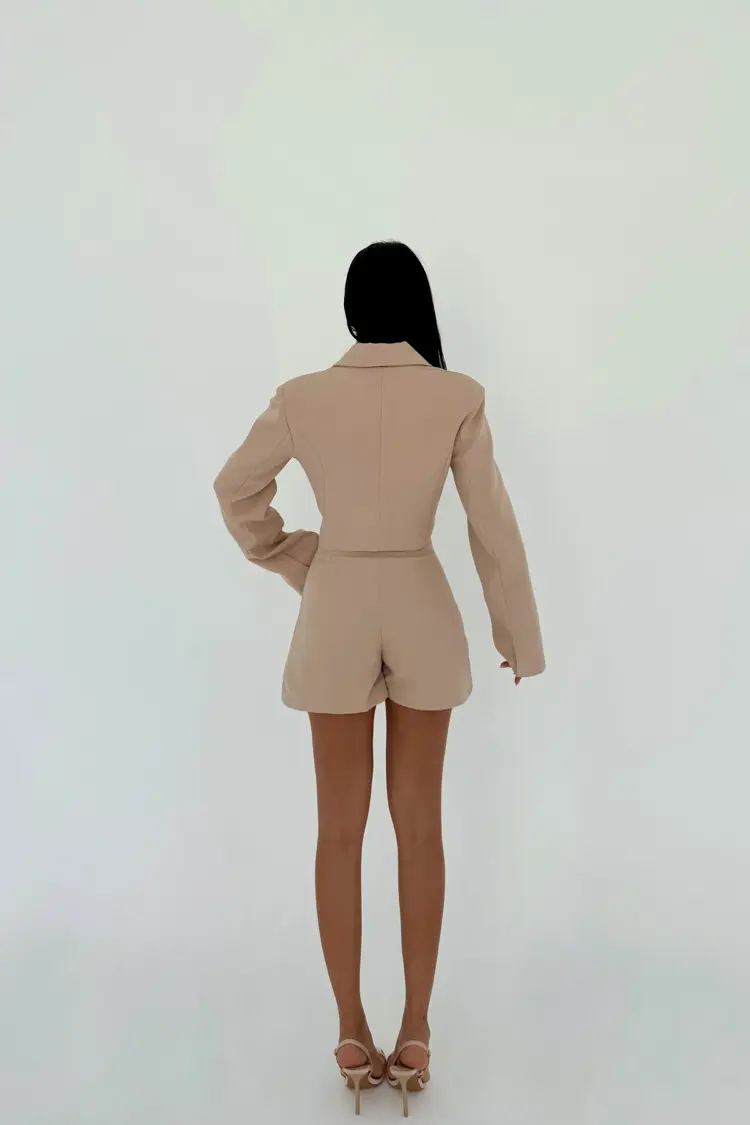 Button Detail Skirt Suit