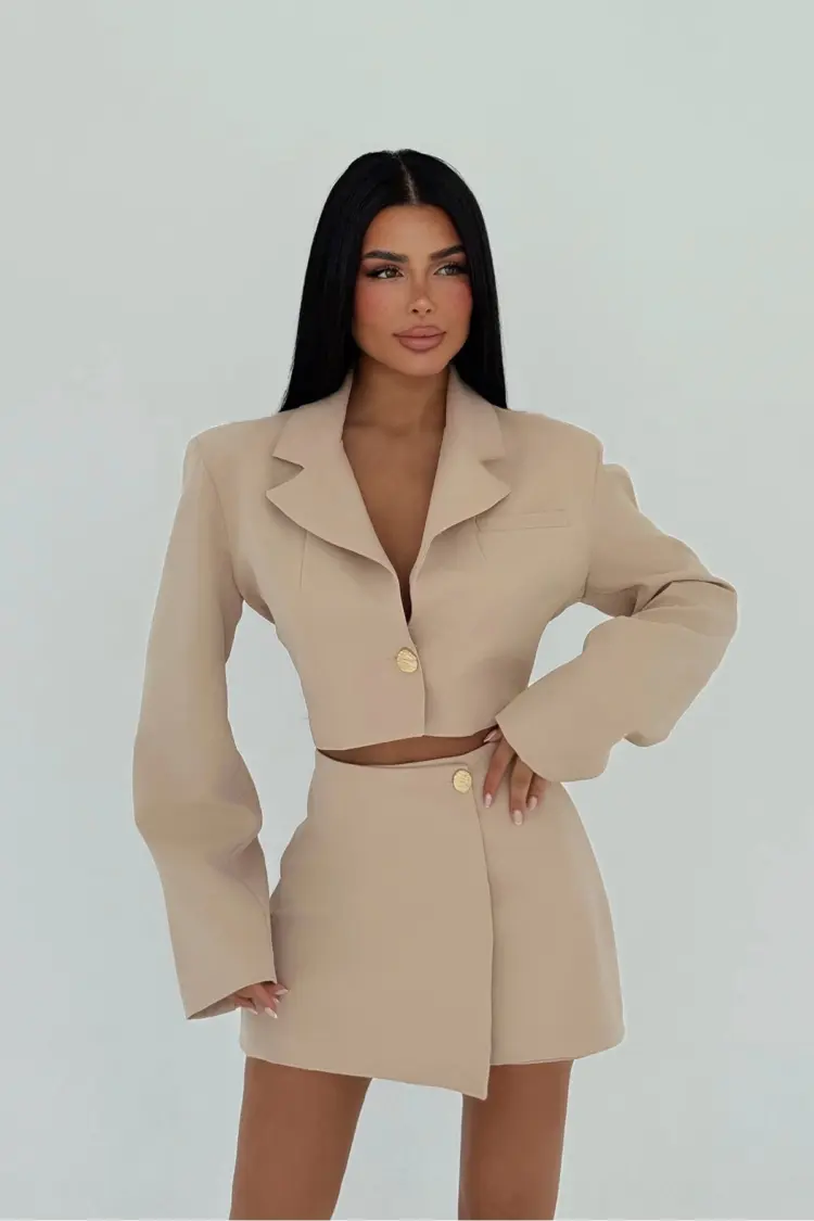 Button Detail Skirt Suit - Brand: EYYO ATELIER - Women's Clothing Wholesale - Globality Store