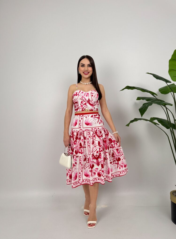 Double Set With Patterned Crepe Bustier - Brand: Miss Janell - Women's Clothing Wholesale - Globality Store