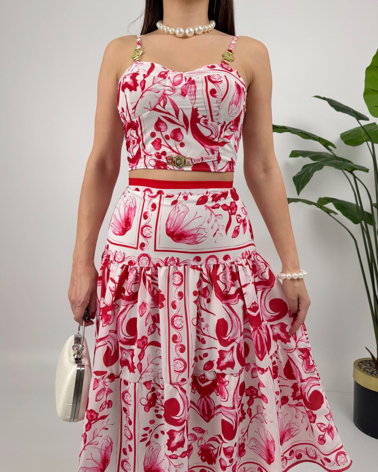 Double Set With Patterned Crepe Bustier - Brand: Miss Janell - Women's Clothing Wholesale - Globality Store