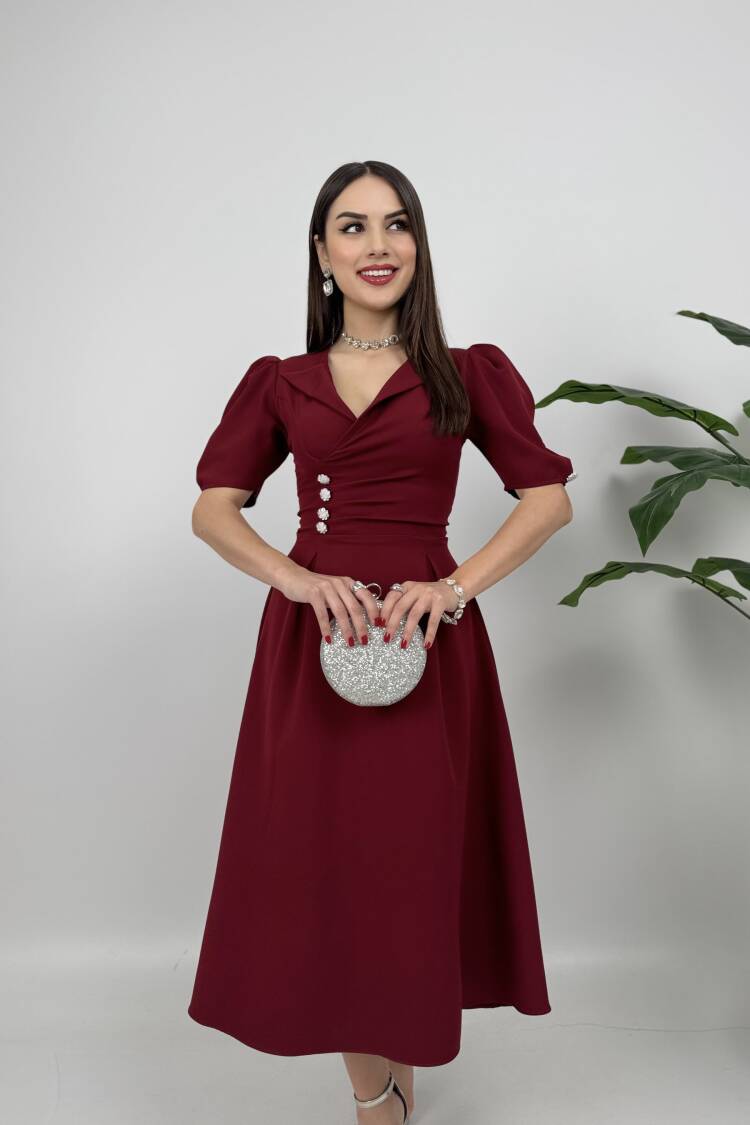 Jacket Collar Balloon Cufflinks Detail Atlas Dress