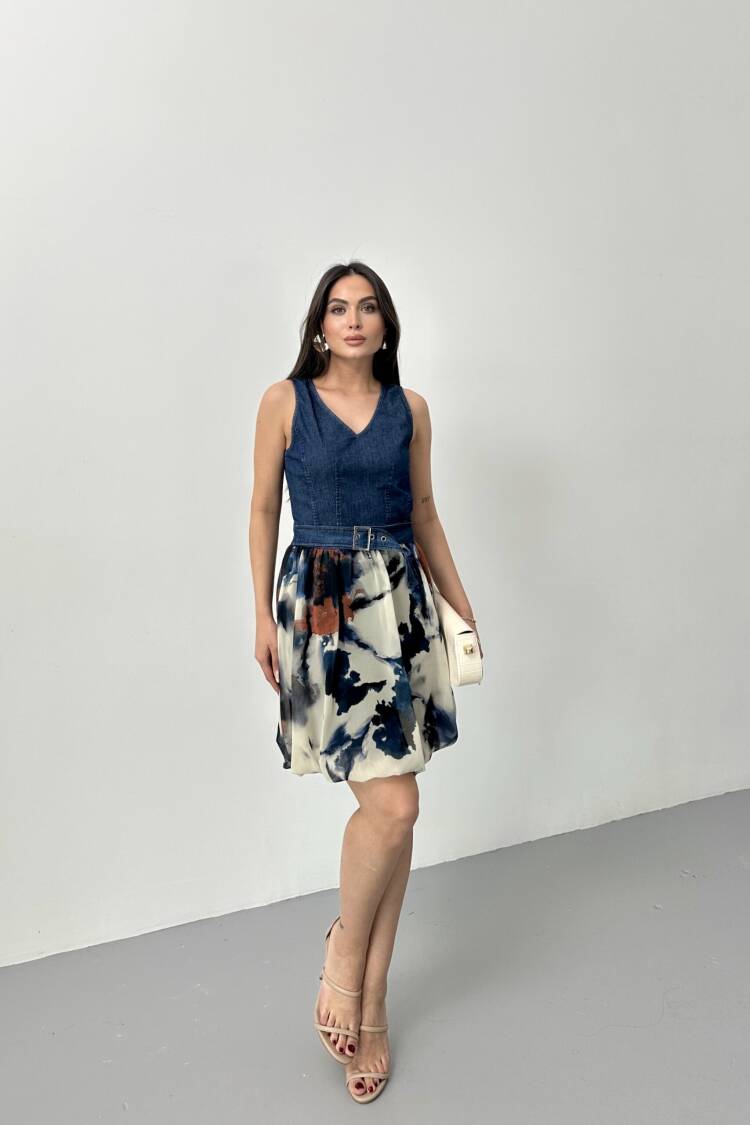 Denim Dress With Balloon Skirt