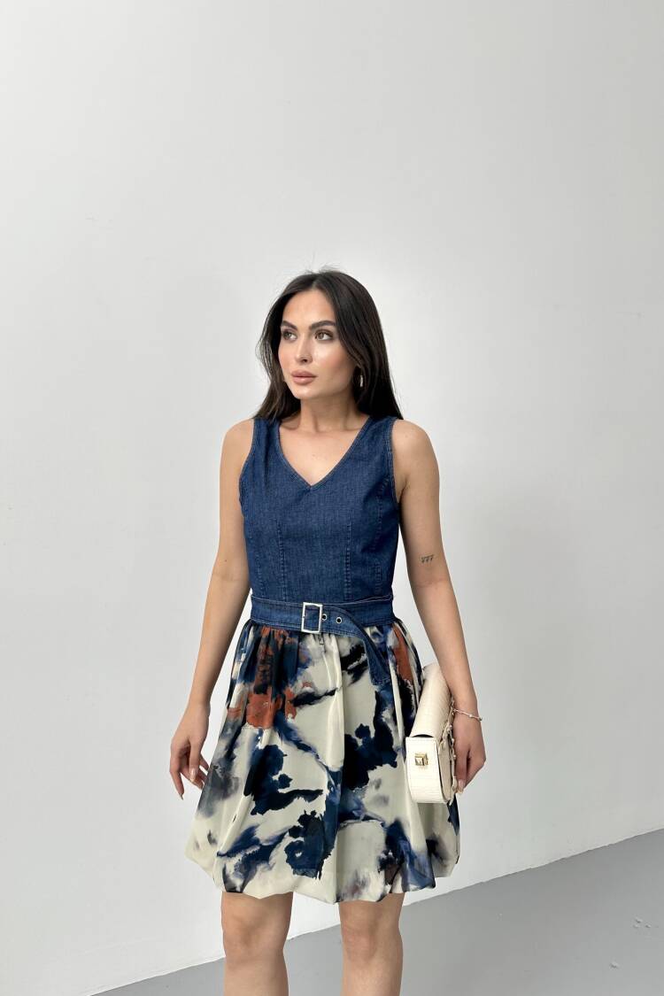 Denim Dress With Balloon Skirt