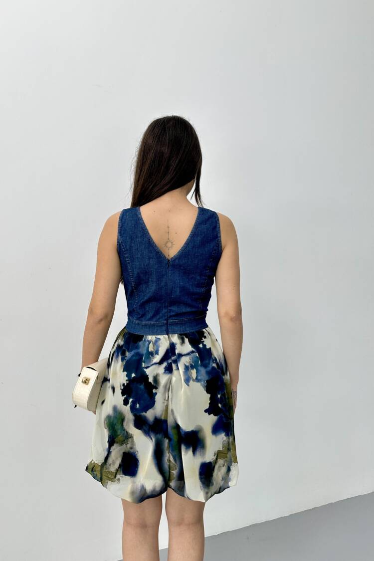 Denim Dress With Balloon Skirt