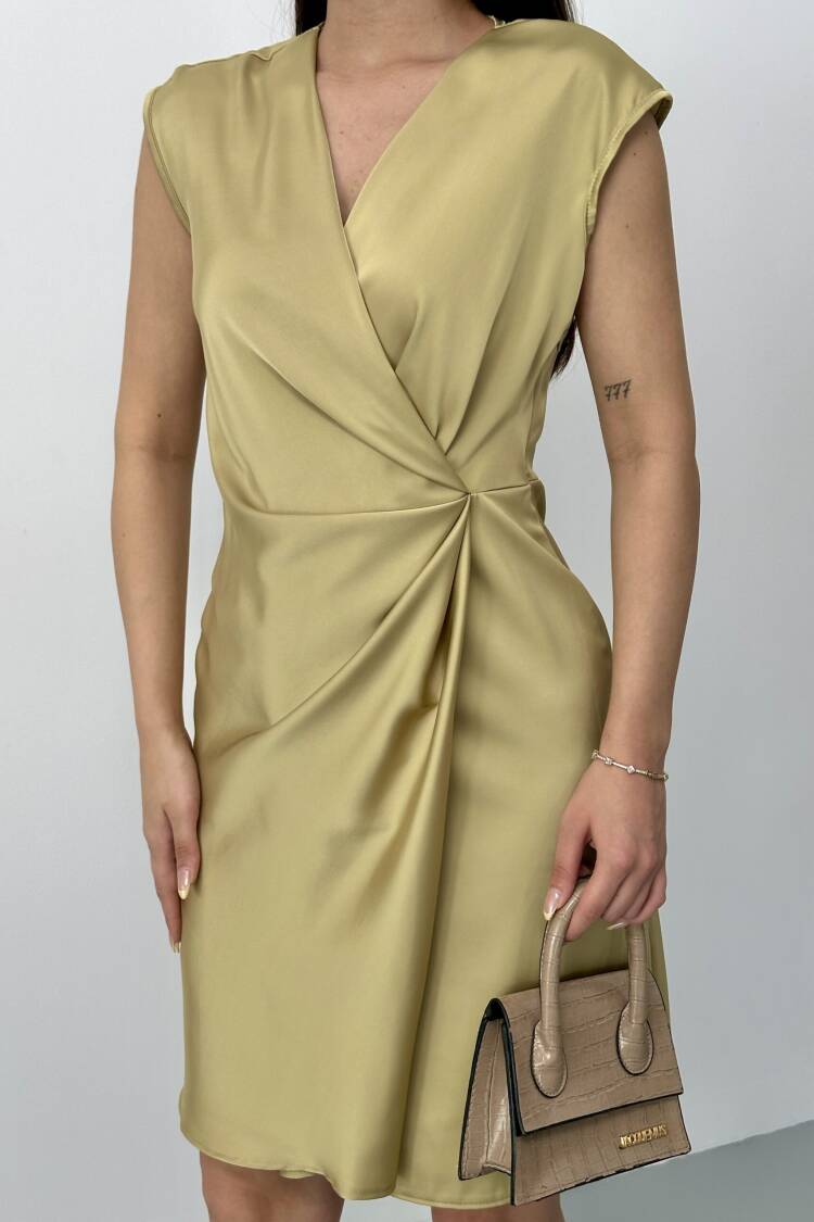 Side Pleated Double-breasted Dress