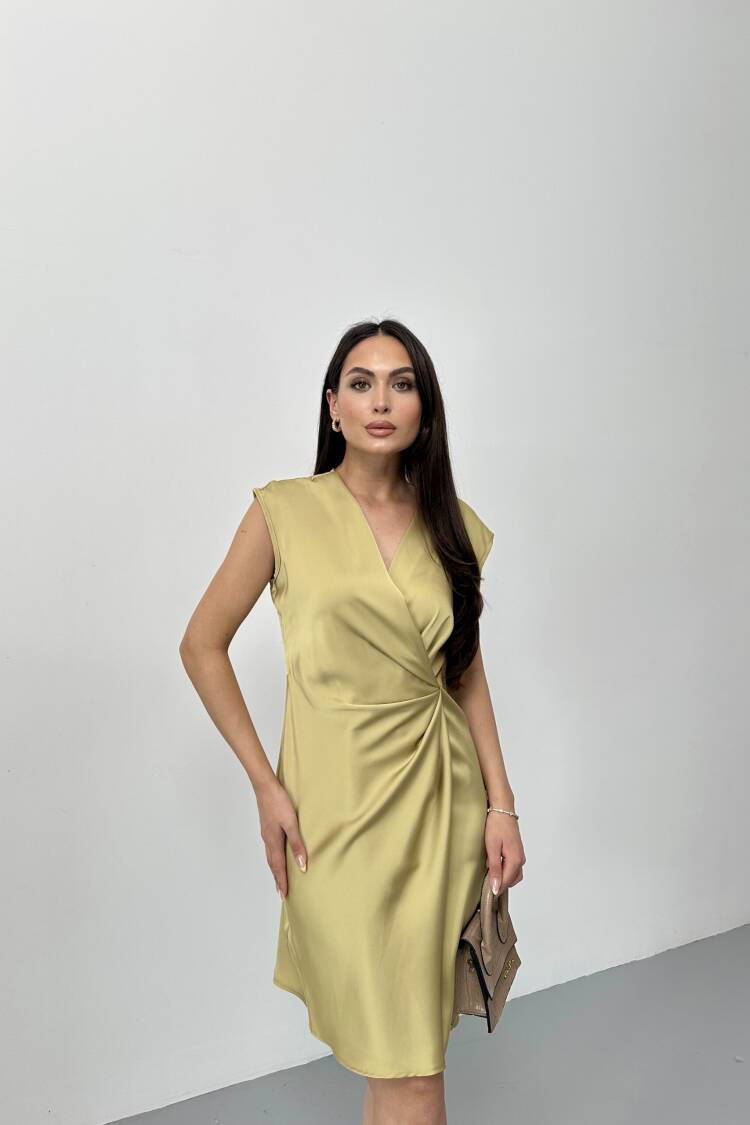 Side Pleated Double-breasted Dress