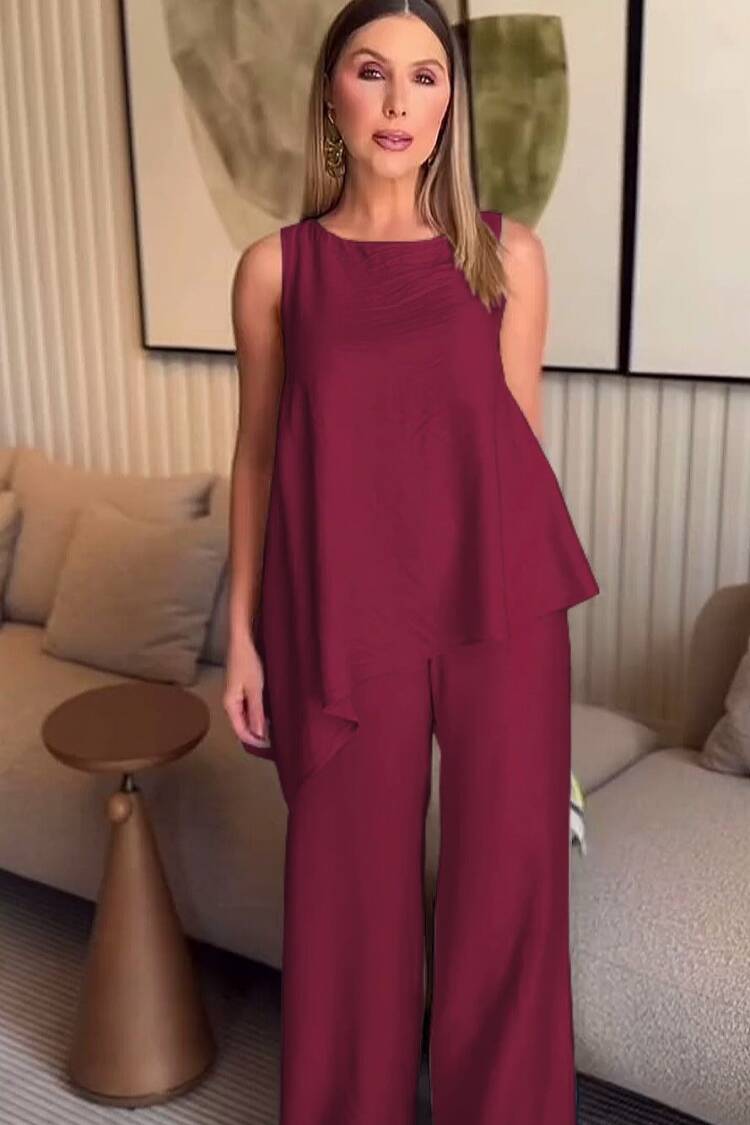 Asymmetric Blouse & Pants Double Set - Brand: My Jest Fashion - Women's Clothing Wholesale - Globality Store