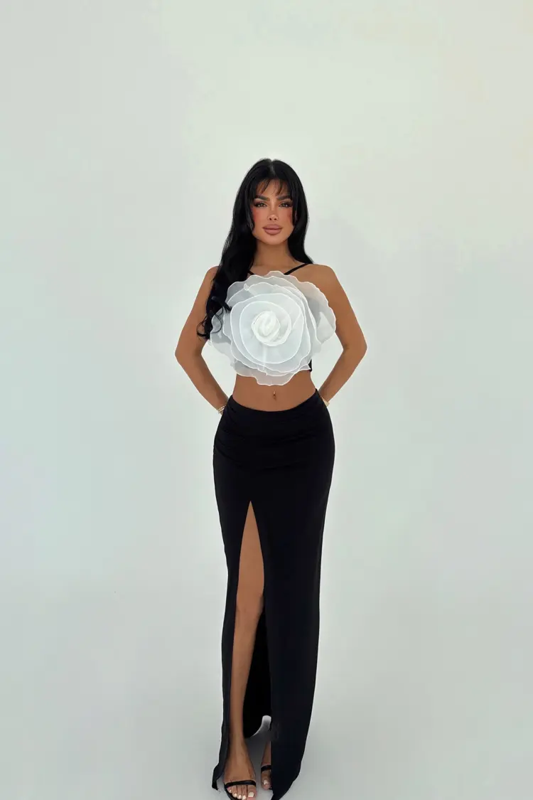 Rose Detail Skirt Suit - Brand: EYYO ATELIER - Women's Clothing Wholesale - Globality Store