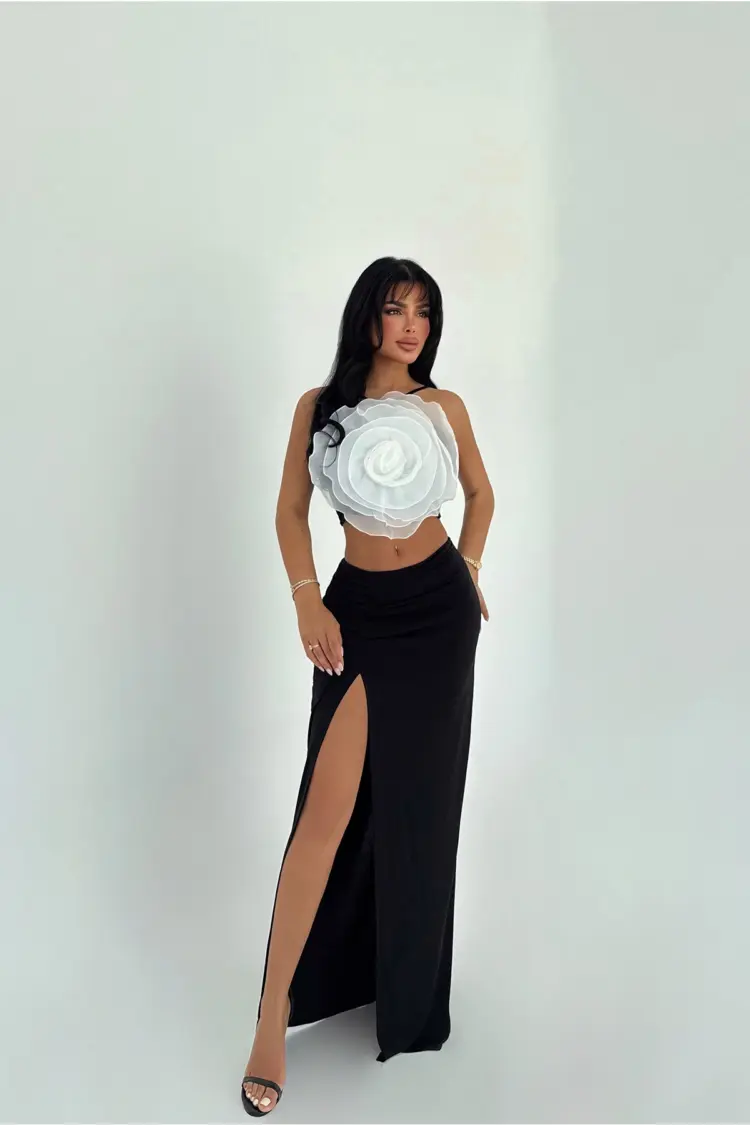 Rose Detail Skirt Suit