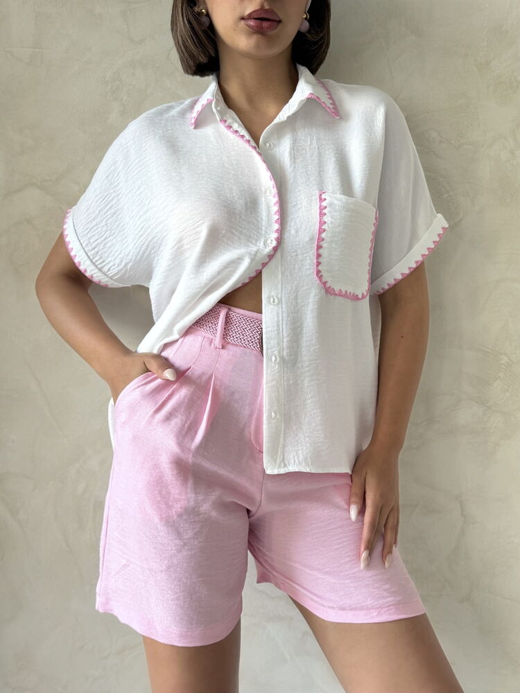 Shepherd Stitched Linen Shirt - Cream
