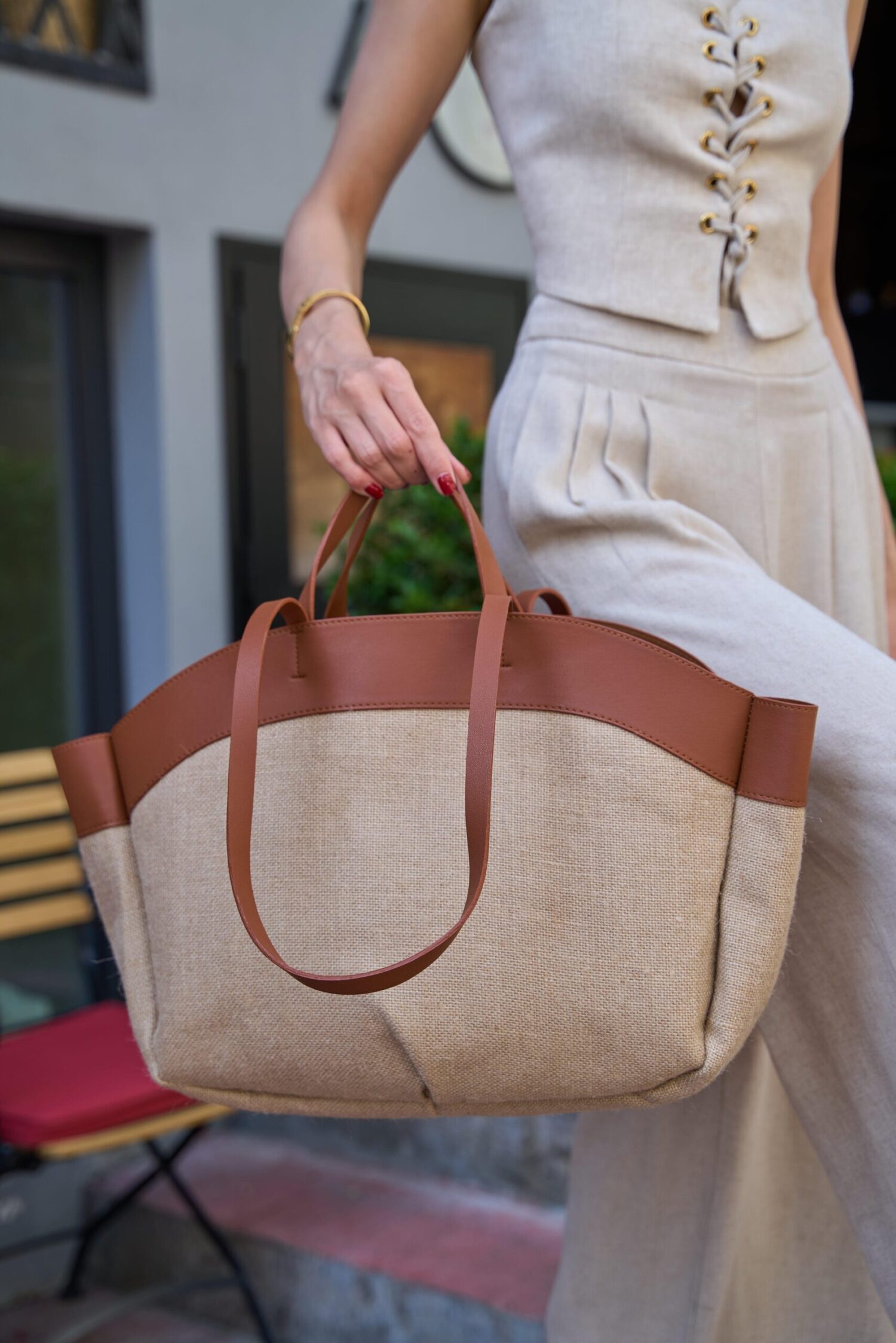 Contrast Tote Bag - Brand: Mina Fashion - Women's Clothing Wholesale - Globality Store