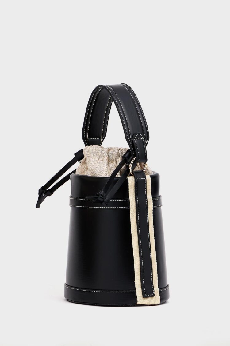 Contrast Stitched Bucket Hand And Shoulder Bag