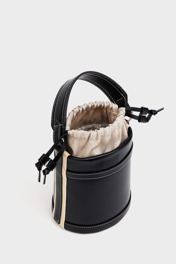 Contrast Stitched Bucket Hand And Shoulder Bag