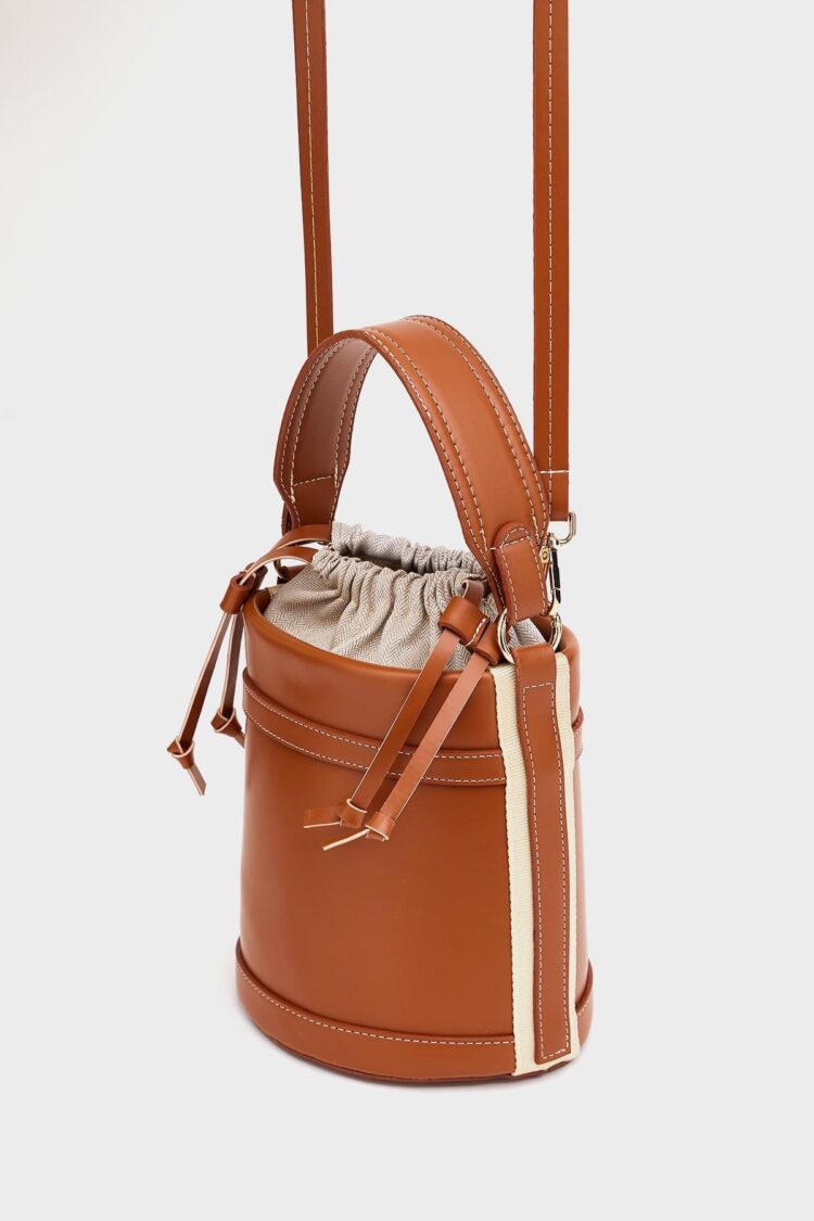 Contrast Stitched Bucket Hand And Shoulder Bag - Brand: Mina Fashion - Women's Clothing Wholesale - Globality Store