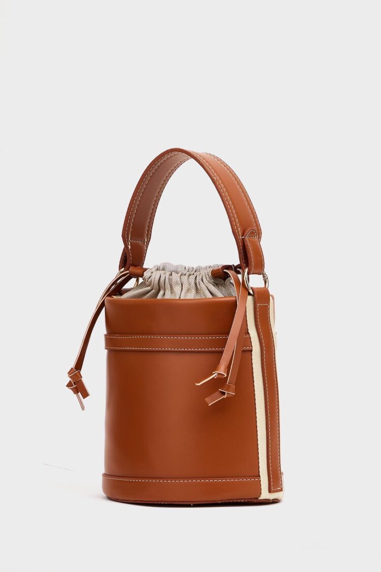 Contrast Stitched Bucket Hand And Shoulder Bag