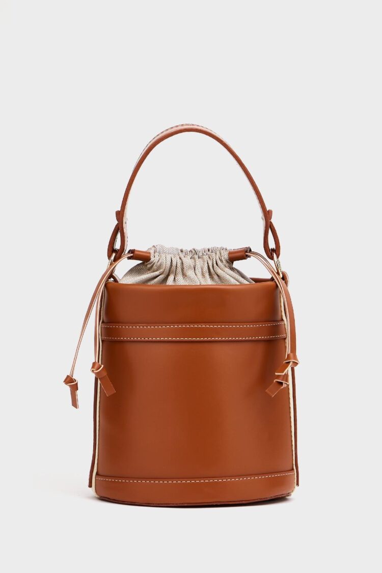 Contrast Stitched Bucket Hand And Shoulder Bag
