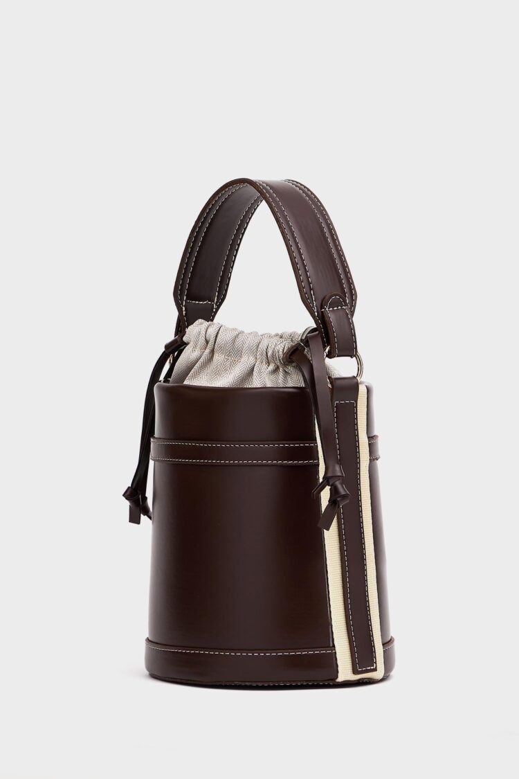 Contrast Stitched Bucket Hand And Shoulder Bag