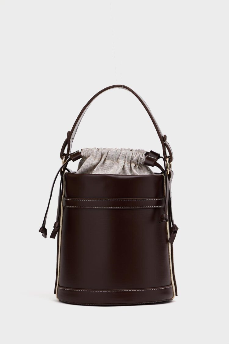 Contrast Stitched Bucket Hand And Shoulder Bag