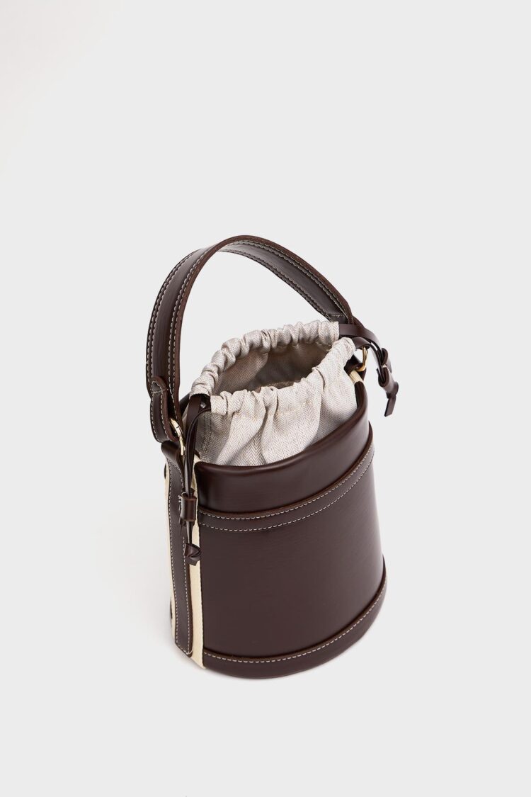 Contrast Stitched Bucket Hand And Shoulder Bag