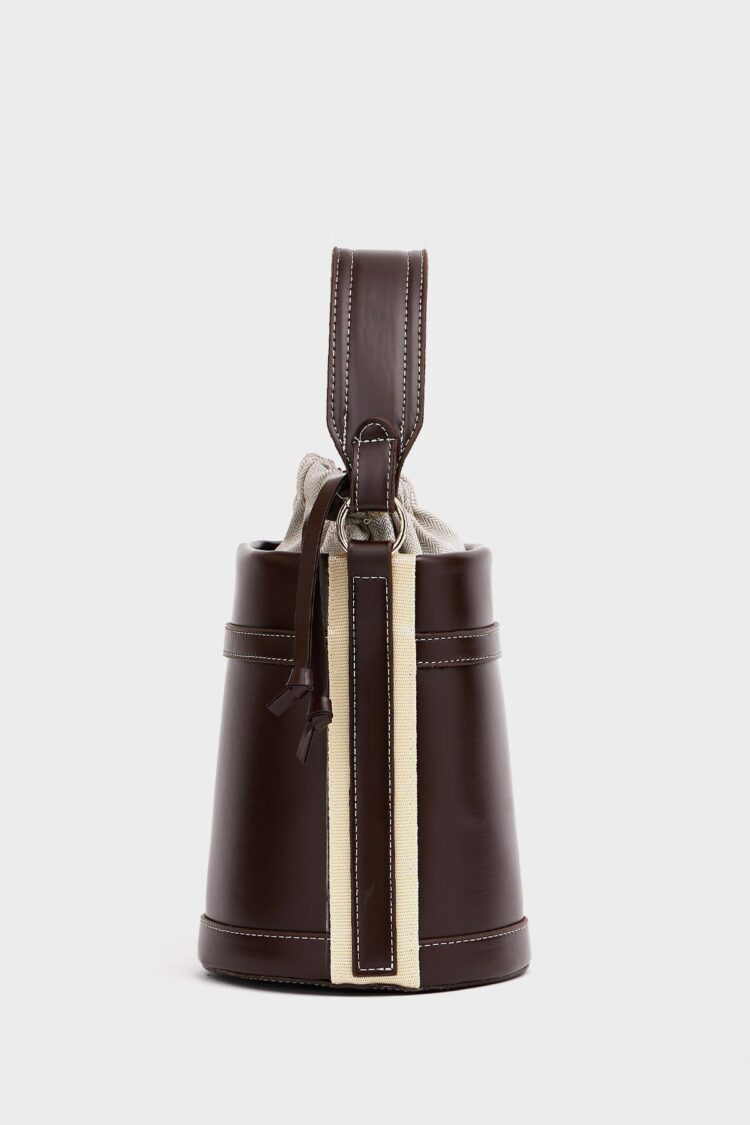 Contrast Stitched Bucket Hand And Shoulder Bag