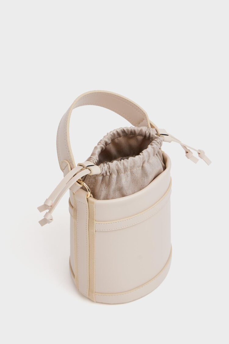 Contrast Stitched Bucket Hand And Shoulder Bag