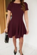 Women's Short Sleeve Kilos Imported Crepe Dress - Burgundy - Brand: Janes - Women's Clothing Wholesale - Globality Store