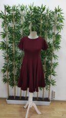 Women's Short Sleeve Kilos Imported Crepe Dress - Burgundy - Brand: Janes - Women's Clothing Wholesale - Globality Store