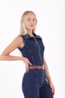 Coupled Sleeveless Zipper Denim Jumpsuit - Brand: XLove - Women's Clothing Wholesale - Globality Store