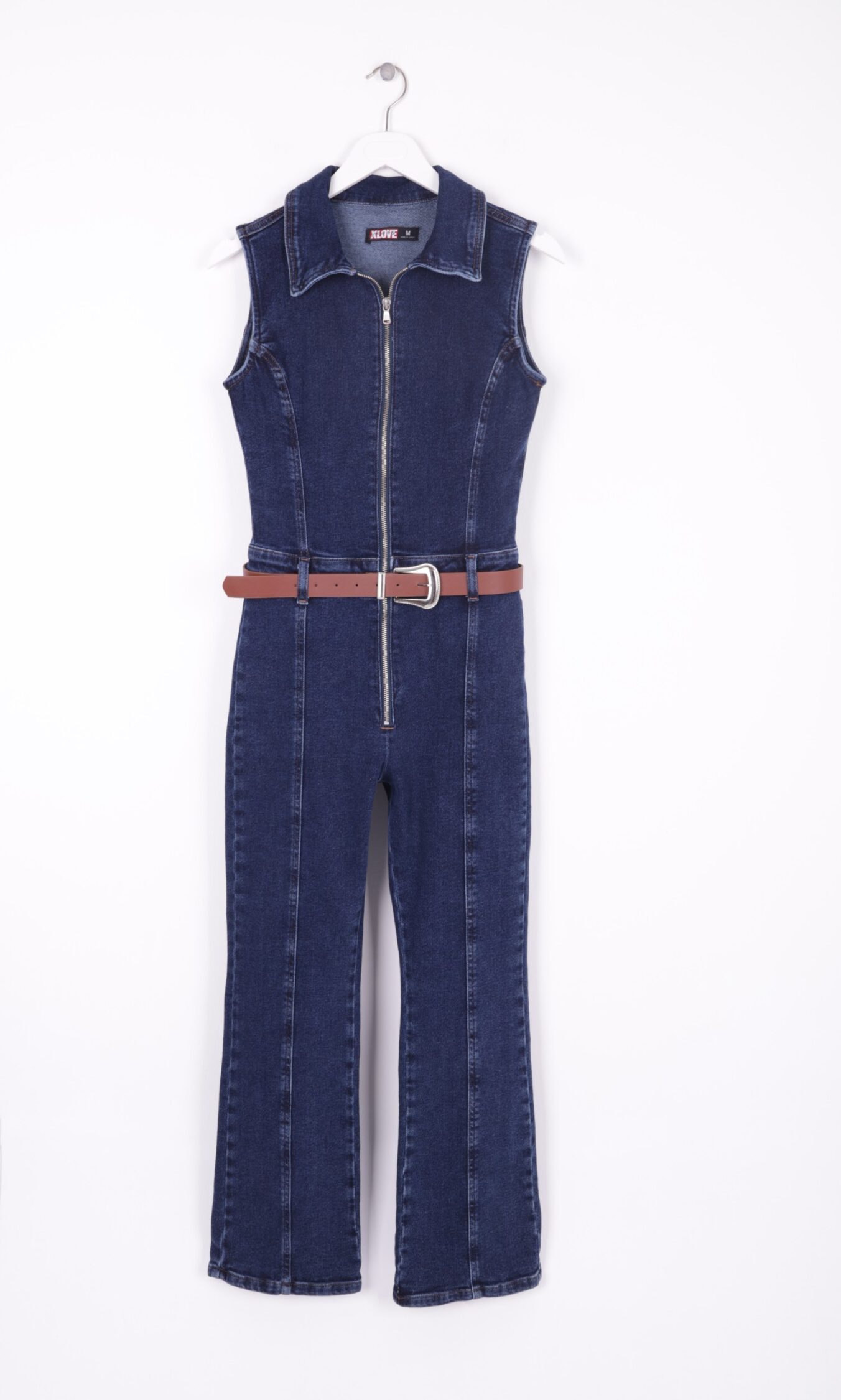 Coupled Sleeveless Zipper Denim Jumpsuit - Brand: XLove - Women's Clothing Wholesale - Globality Store