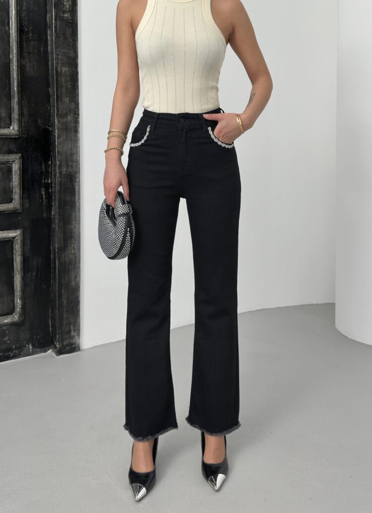 High Waist Leg Front Pocket DetailedJeans