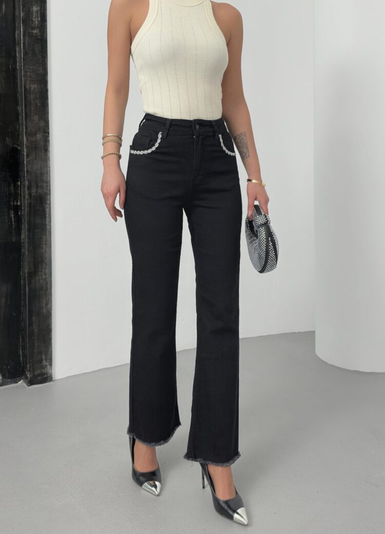 High Waist Leg Front Pocket DetailedJeans