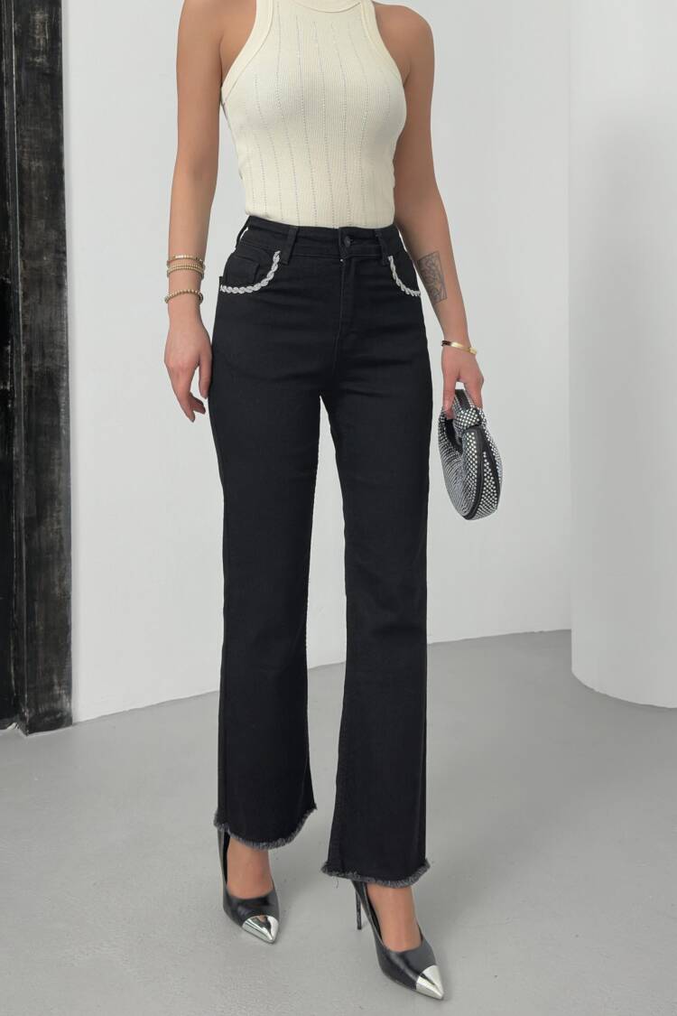 High Waist Leg Front Pocket DetailedJeans