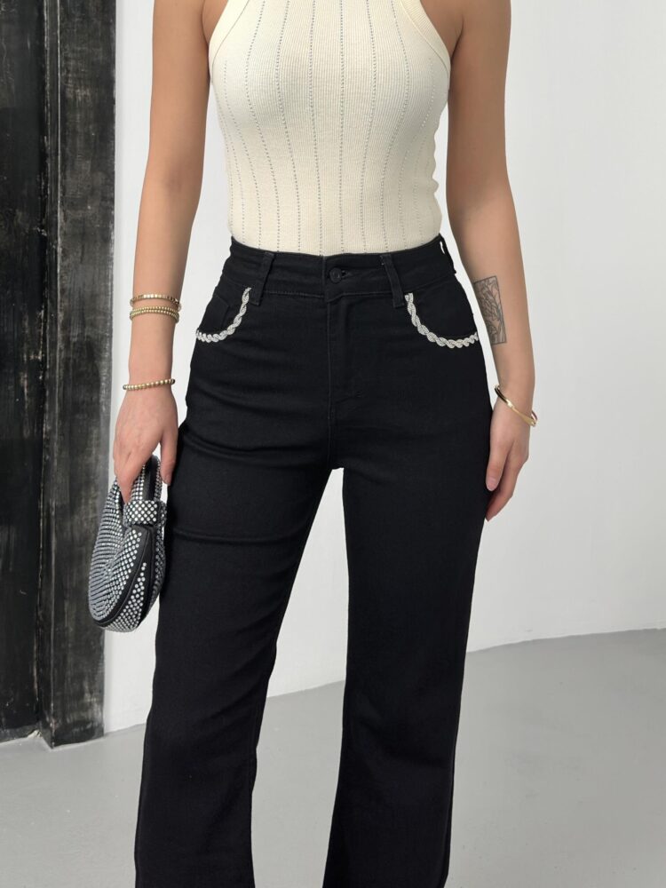 High Waist Leg Front Pocket DetailedJeans