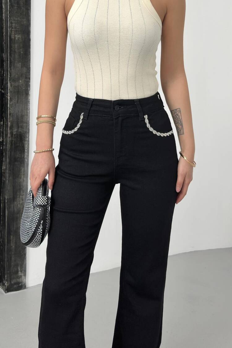 High Waist Leg Front Pocket DetailedJeans