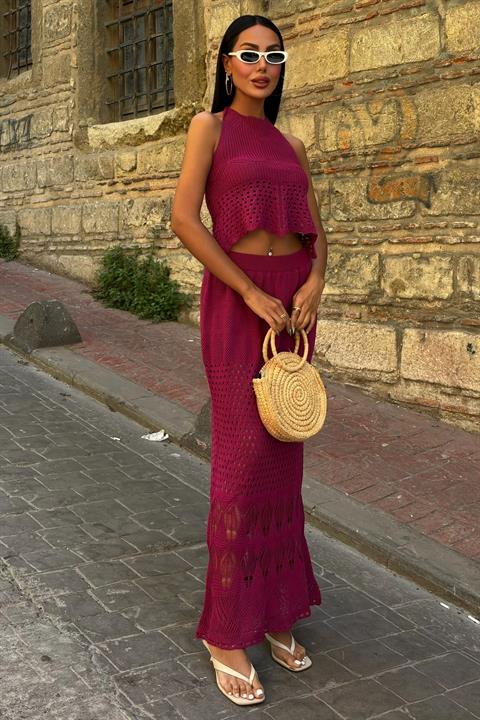 Openwork Set With Back Neckline