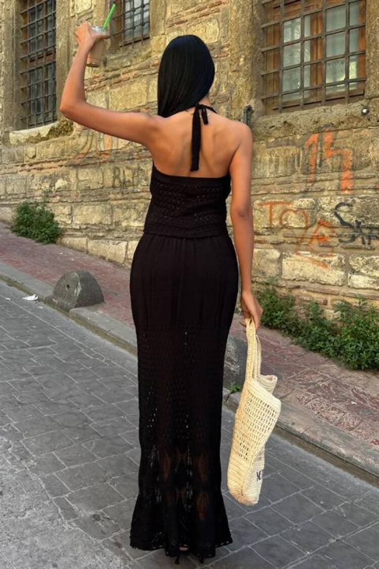Openwork Set With Back Neckline