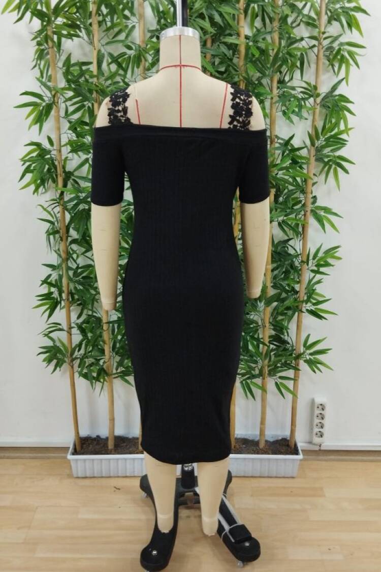 Women's Off Shoulder Lace Strappy Camisole Midi Dress