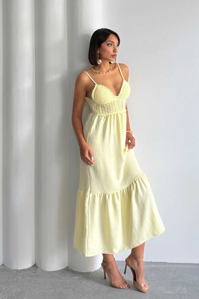 Linen Strap V-Neck One-Piece Dress - Brand: Topshow - Women's Clothing Wholesale - Globality Store