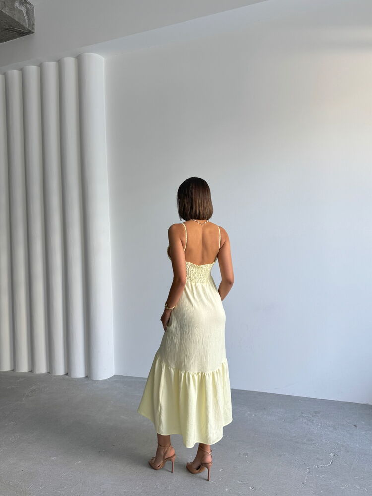 Linen Strap V-Neck One-Piece Dress