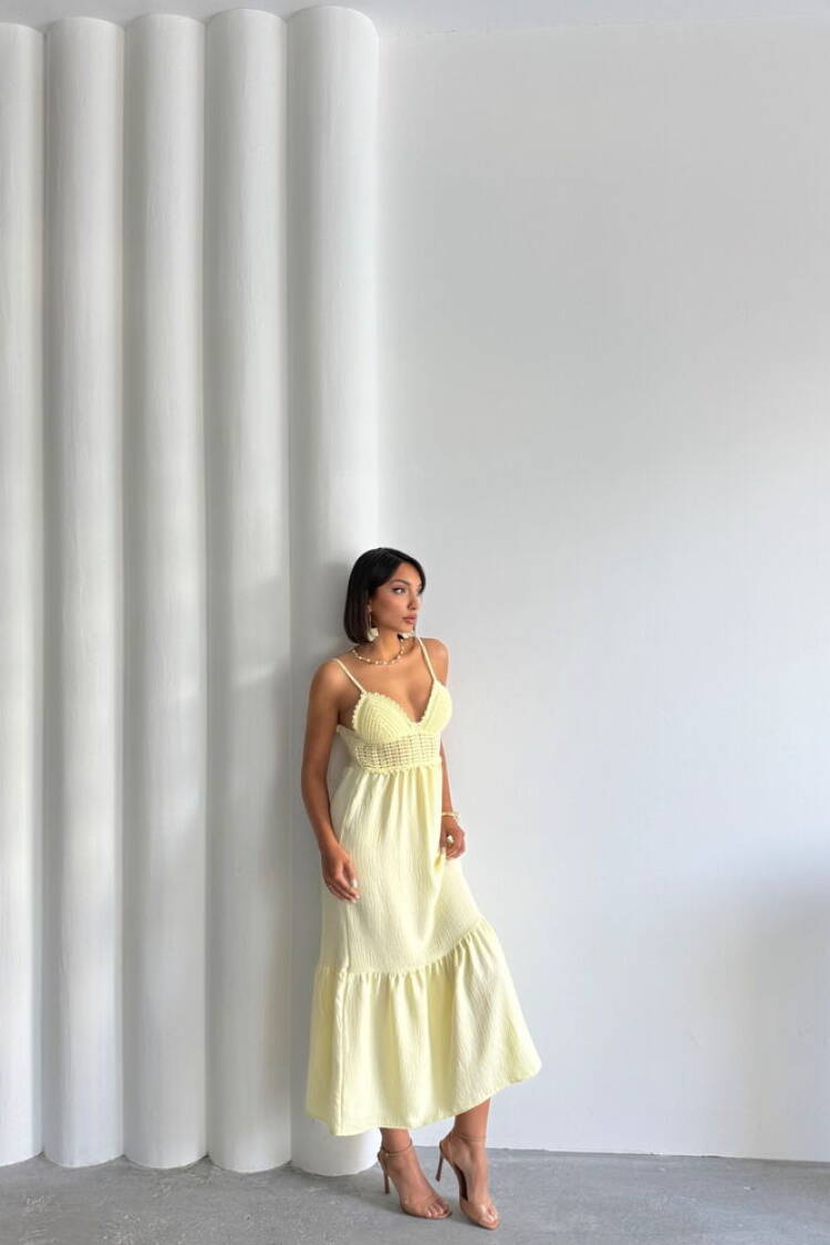 Linen Strap V-Neck One-Piece Dress