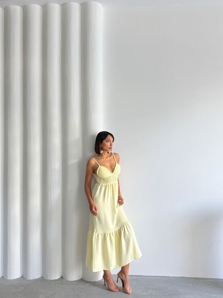 Linen Strap V-Neck One-Piece Dress