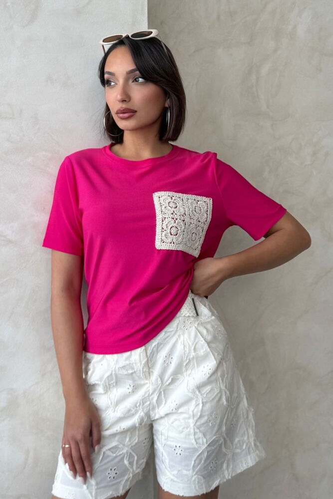 Pocket Detailed T-Shirt - Brand: Topshow - Women's Clothing Wholesale - Globality Store